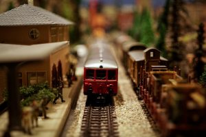 Photo of a Red and grey train miniature