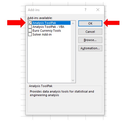 Analysis toolpak add-in