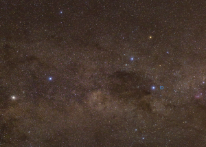 Crux Constelaation, with Bonita Mabo's star circled. It is located a little to the right of the bottom "point" of the Southern Cross