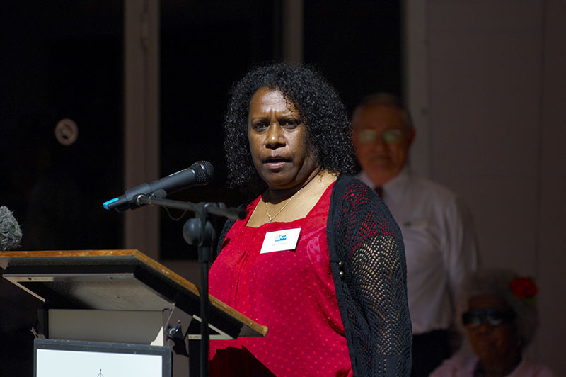 Gail Mabo speaking at the naming ceremony of the Eddie Koiki Mabo Library