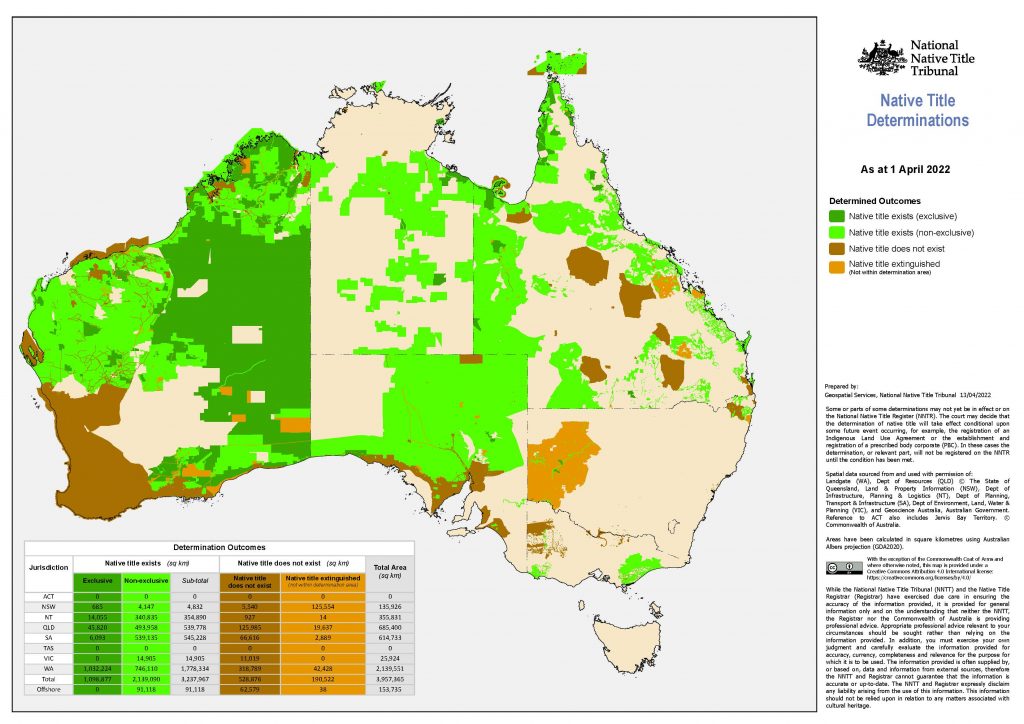 Native title Determinations map 2022