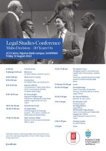 flyer with program of speakers for the event