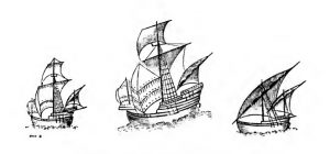 Sketch of the ships of Columbus's first voyage across the Atlantic