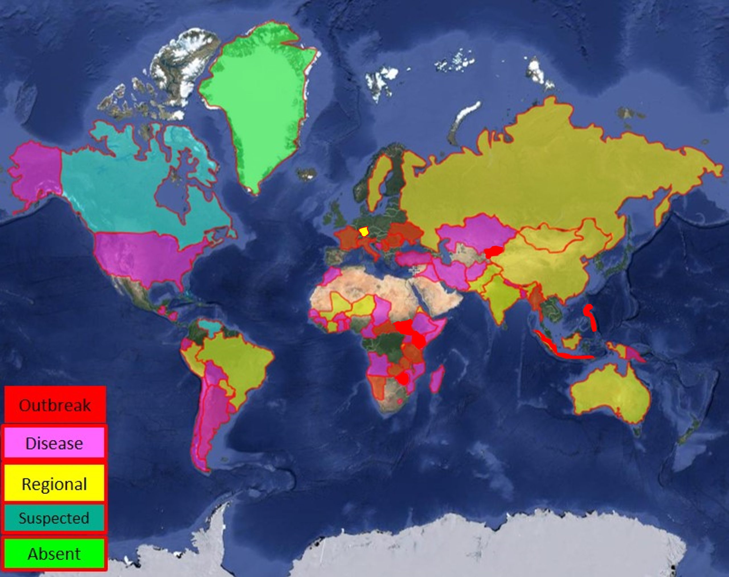 Global distribution of anthrax (2016 -2023)