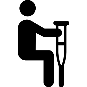 Icon of person holding crutches