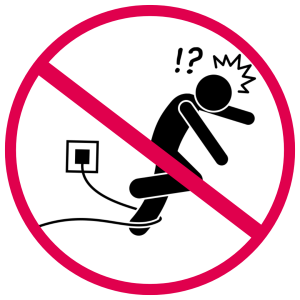 Icon of person tripping over a cord