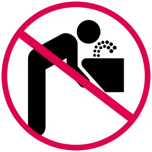 Icon of person drinking with a cross through it to indicate, nothing by mouth
