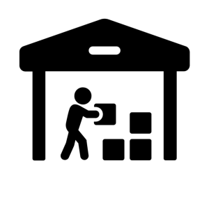 Icon of person neatly stacking boxes